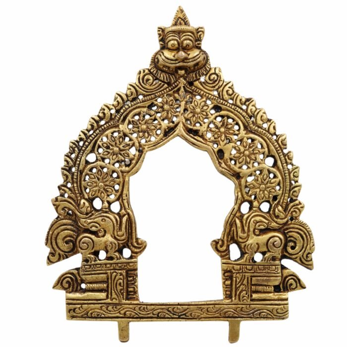 bhunes brass traditional prabhavali frame – handcrafted arch wall hanging for home temple & decor,gold, 6.5 inch, 1 piece