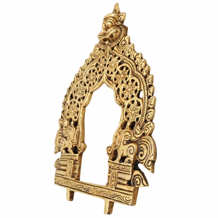 bhunes brass traditional prabhavali frame – handcrafted arch wall hanging for home temple & decor,gold, 6.5 inch, 1 piece