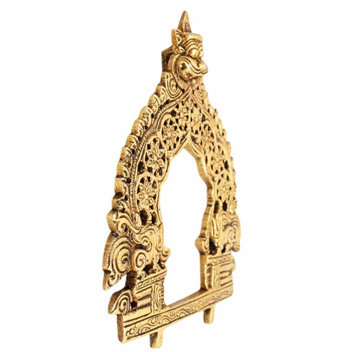 bhunes brass traditional prabhavali frame – handcrafted arch wall hanging for home temple & decor,gold, 6.5 inch, 1 piece