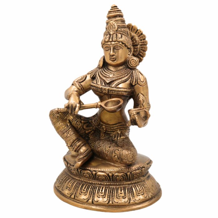 bhunes brass annapurna devi, annapurna devi murti, maa annapurna devi for kitchen, annapurneshwari idol, goddess annapurna devi, goddess of food annapurneshwari idol for pooja,gold, 10 inch, 1 piece