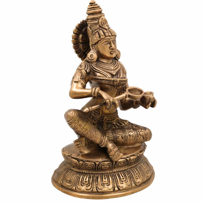 bhunes brass annapurna devi, annapurna devi murti, maa annapurna devi for kitchen, annapurneshwari idol, goddess annapurna devi, goddess of food annapurneshwari idol for pooja,gold, 10 inch, 1 piece