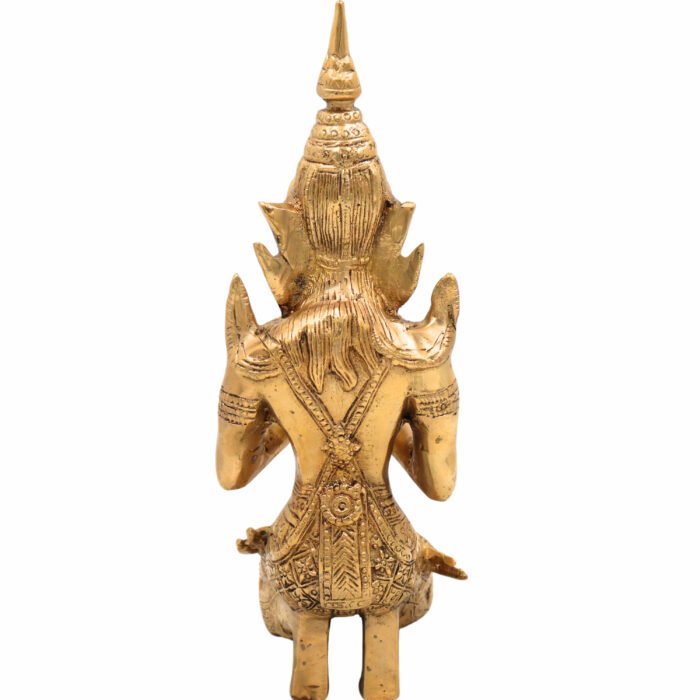 bhunes brass antique welcome lady sculpture, wel come lady idol in namaskar for home decor, gifts,gold, 10.5 inch, 1 piece