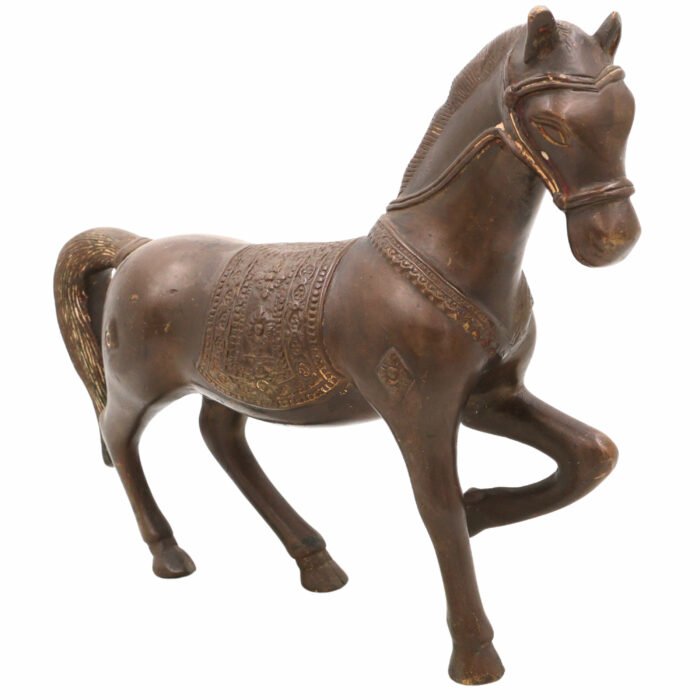 bhunes brass horse sculpture| home decor| running horse, ghoda, murti, animal showpeice, murthi,brown, 12 inch, 1 piece