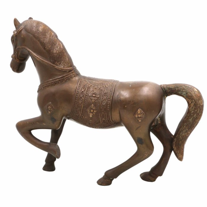 bhunes brass horse sculpture| home decor| running horse, ghoda, murti, animal showpeice, murthi,brown, 12 inch, 1 piece