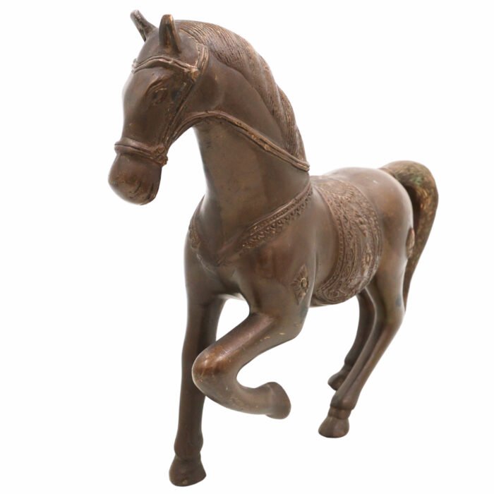 bhunes brass horse sculpture| home decor| running horse, ghoda, murti, animal showpeice, murthi,brown, 12 inch, 1 piece