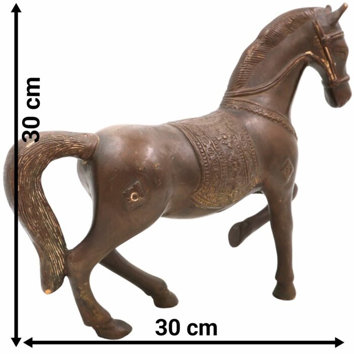 bhunes brass horse sculpture| home decor| running horse, ghoda, murti, animal showpeice, murthi,brown, 12 inch, 1 piece