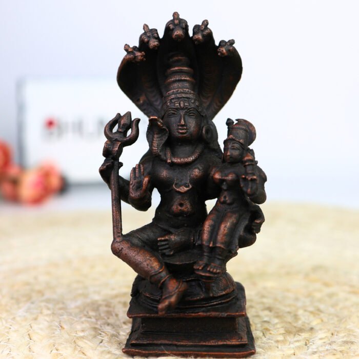 bhunes copper shiva parvati idol – handcrafted mahadev & maa parvati murti for home, temple & puja décor,brown, 5.5 inch, 1 piece