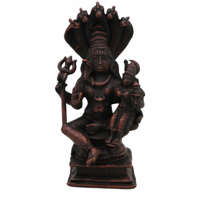 bhunes copper shiva parvati idol – handcrafted mahadev & maa parvati murti for home, temple & puja décor,brown, 5.5 inch, 1 piece