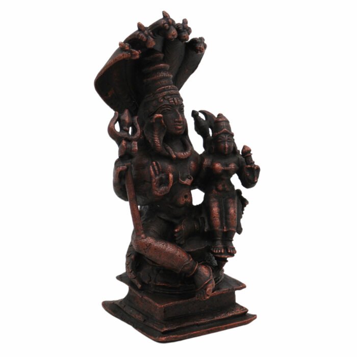 bhunes copper shiva parvati idol – handcrafted mahadev & maa parvati murti for home, temple & puja décor,brown, 5.5 inch, 1 piece