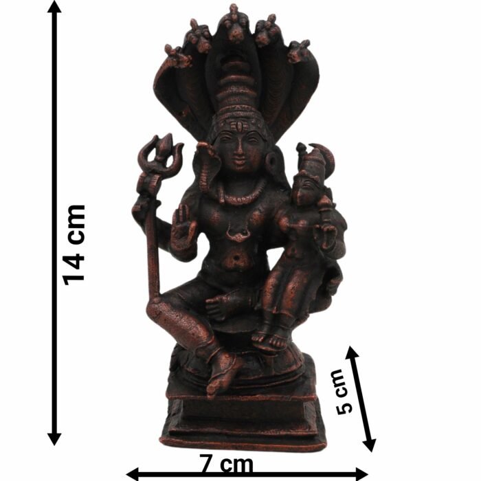 bhunes copper shiva parvati idol – handcrafted mahadev & maa parvati murti for home, temple & puja décor,brown, 5.5 inch, 1 piece