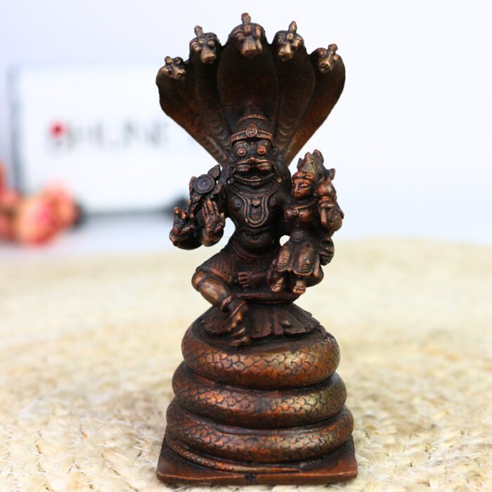 bhunes copper lakshmi narasimha swamy idol – handcrafted ugra narasimha murti for home & temple worship,brown, 5.5 inch, 1 piece