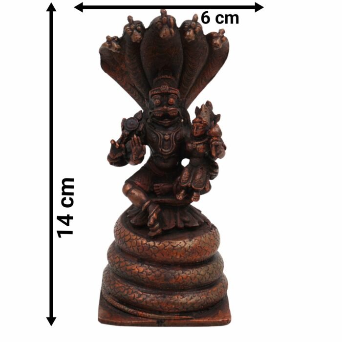 bhunes copper lakshmi narasimha swamy idol – handcrafted ugra narasimha murti for home & temple worship,brown, 5.5 inch, 1 piece