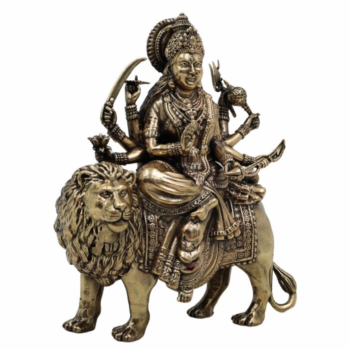 bhunes brass durga idol – handcrafted goddess durga murti for home, temple & spiritual décor - light weighted,gold, 5.5 inch, 1 piece