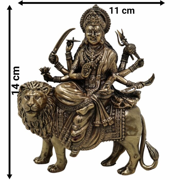 bhunes brass durga idol – handcrafted goddess durga murti for home, temple & spiritual décor - light weighted,gold, 5.5 inch, 1 piece