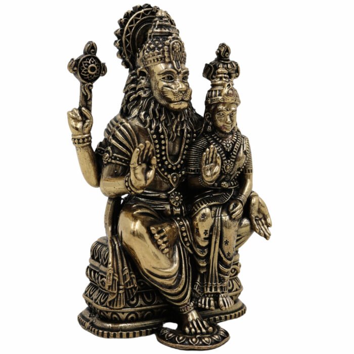 bhunes brass narasimha lakshmi swamy statue – handcrafted antique idol for puja, temple & home décor - light weighted,gold, 4 inch, 1 piece