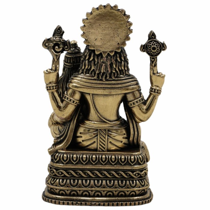 bhunes brass narasimha lakshmi swamy statue – handcrafted antique idol for puja, temple & home décor - light weighted,gold, 4 inch, 1 piece