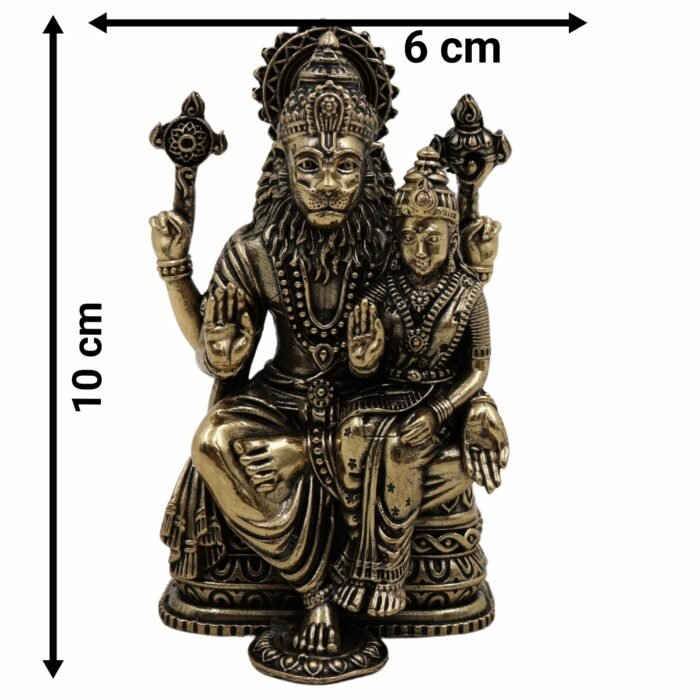 bhunes brass narasimha lakshmi swamy statue – handcrafted antique idol for puja, temple & home décor - light weighted,gold, 4 inch, 1 piece