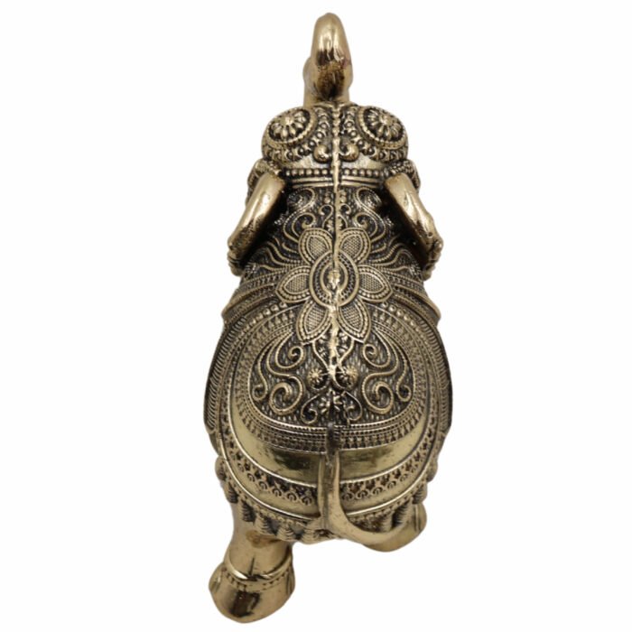 bhunes brass elephant idol – handcrafted hathi murti for home, temple & vastu décor - light weighted,gold, 3 inch, 1 piece