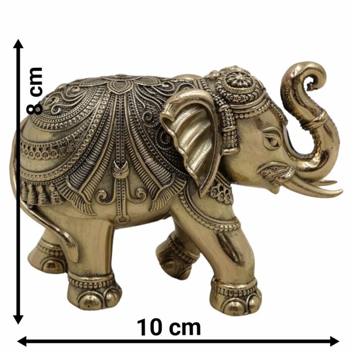 bhunes brass elephant idol – handcrafted hathi murti for home, temple & vastu décor - light weighted,gold, 3 inch, 1 piece