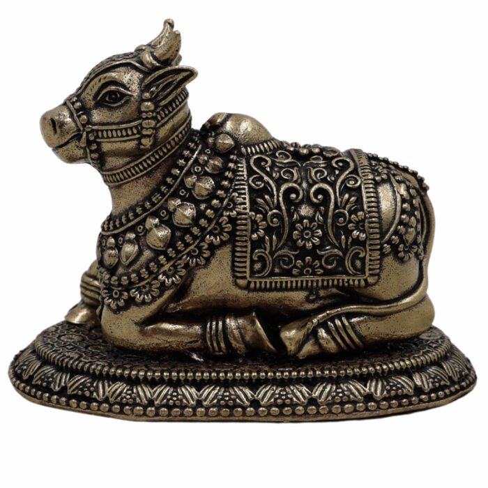 bhunes brass nandi idol – sacred nandi bull statue for devotion, strength & spiritual protection - light weighted,gold, 2 inch, 1 piece