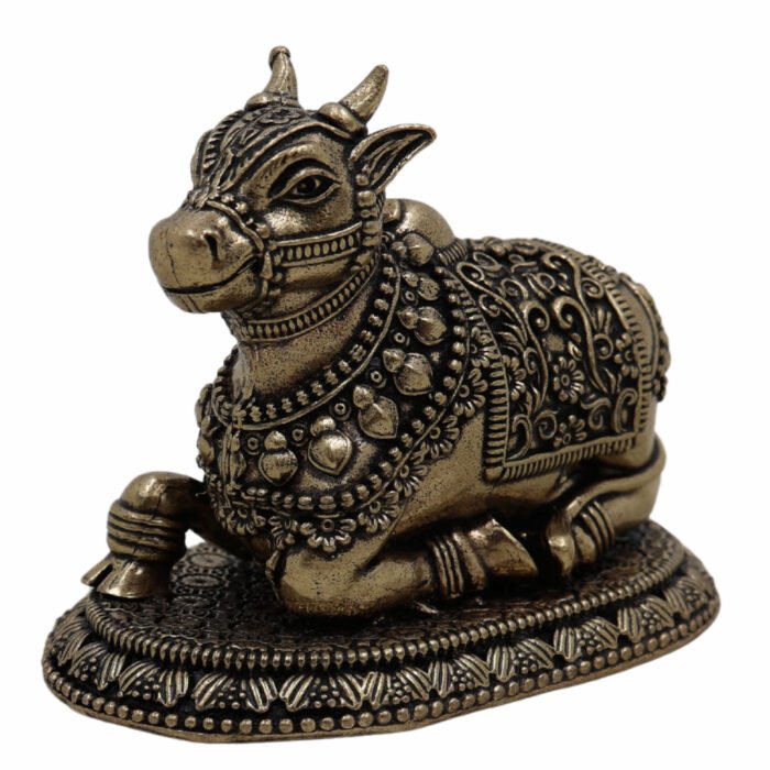 bhunes brass nandi idol – sacred nandi bull statue for devotion, strength & spiritual protection - light weighted,gold, 2 inch, 1 piece