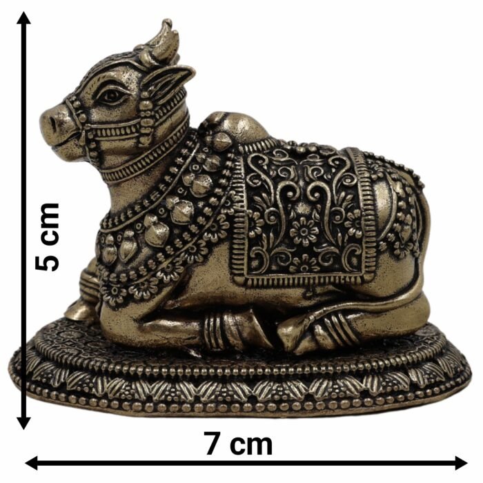 bhunes brass nandi idol – sacred nandi bull statue for devotion, strength & spiritual protection - light weighted,gold, 2 inch, 1 piece