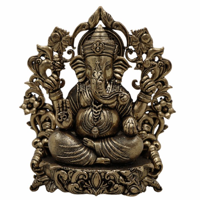 bhunes brass ganesh idol – handcrafted lord ganesha murti for home, temple & auspicious décor - light weighted,gold, 4.5 inch, 1 piece