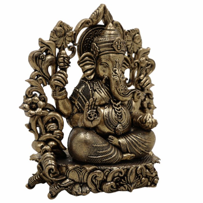 bhunes brass ganesh idol – handcrafted lord ganesha murti for home, temple & auspicious décor - light weighted,gold, 4.5 inch, 1 piece