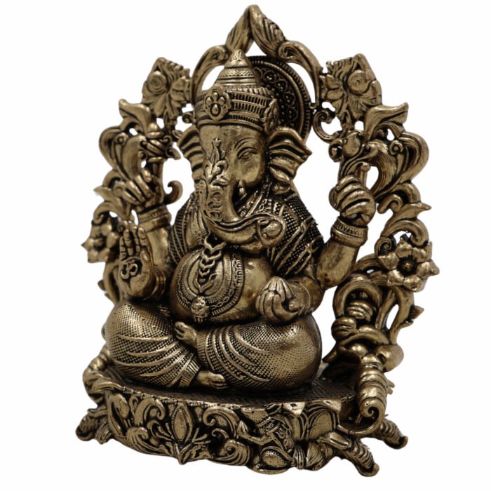 bhunes brass ganesh idol – handcrafted lord ganesha murti for home, temple & auspicious décor - light weighted,gold, 4.5 inch, 1 piece