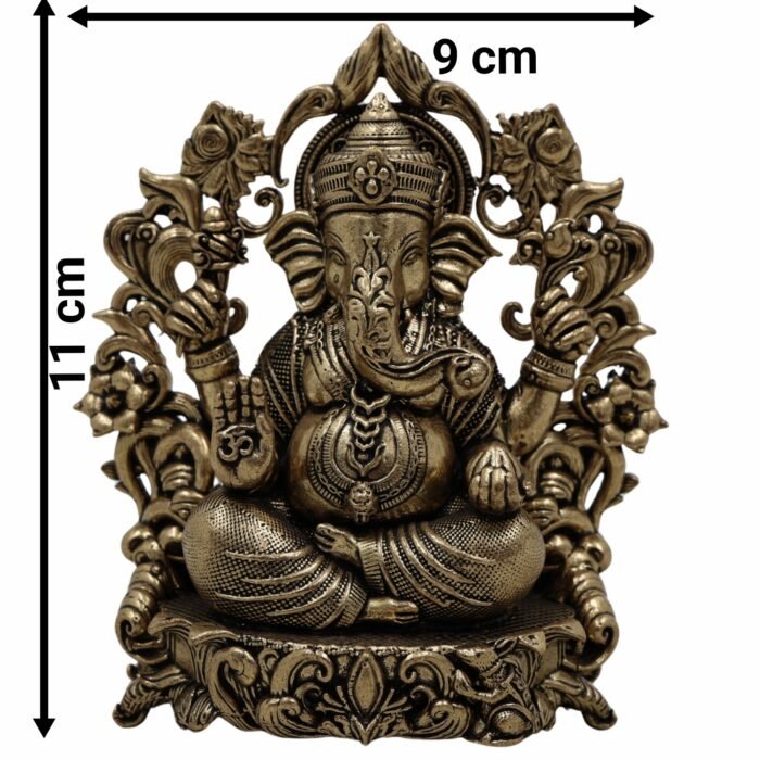 bhunes brass ganesh idol – handcrafted lord ganesha murti for home, temple & auspicious décor - light weighted,gold, 4.5 inch, 1 piece