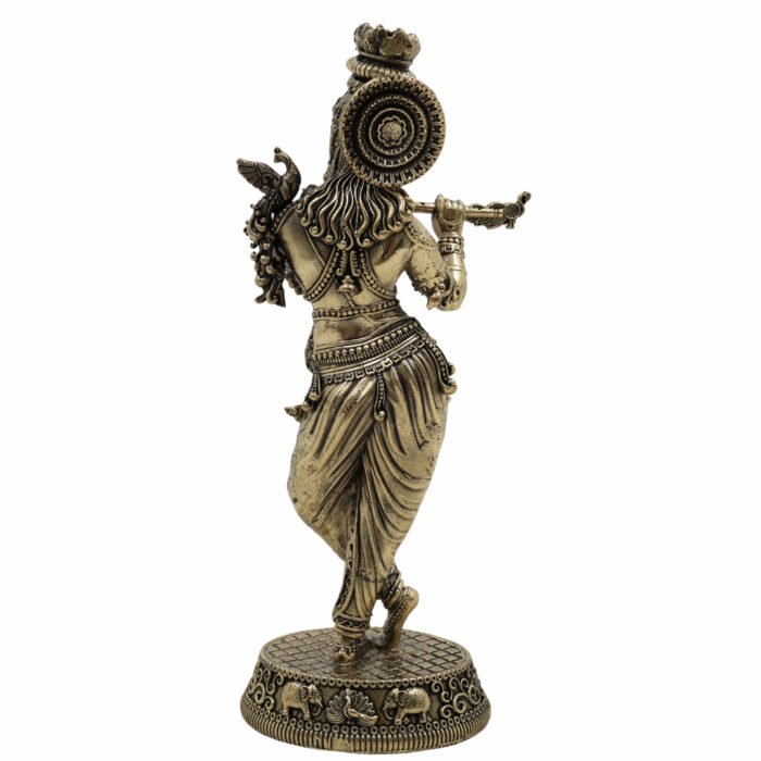 bhunes brass krishna idol – divine lord krishna murti for home temple, puja & spiritual décor - light weighted,gold, 6.5 inch, 1 piece