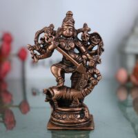 Copper Mahishasura Mardini Idol, Durga Murti, Chamundi Sculpture, Shakti Vigraham for Pooja, Home Temple, Navratri Decor, Handcrafted Hindu Goddess Statue,Brown, 4.5 Inch, 1 Piece