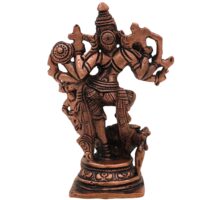Copper Mahishasura Mardini Idol, Durga Murti, Chamundi Sculpture, Shakti Vigraham for Pooja, Home Temple, Navratri Decor, Handcrafted Hindu Goddess Statue,Brown, 4.5 Inch, 1 Piece - Image 5