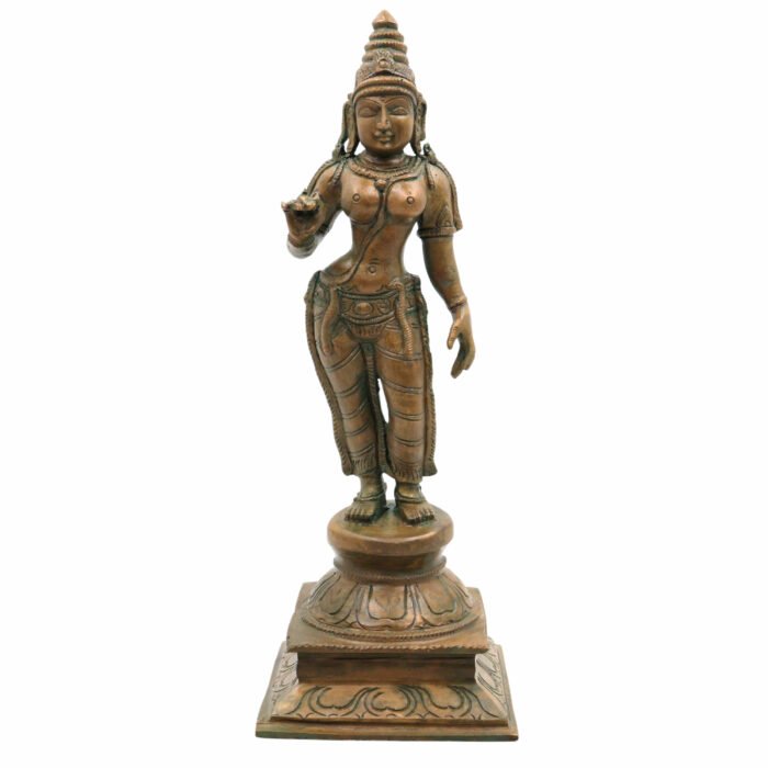 bhunes bronze panchaloha bhoga shakti idol – chola art parvati shivagami murti for temple & home décor,brown, 12 inch, 1 piece