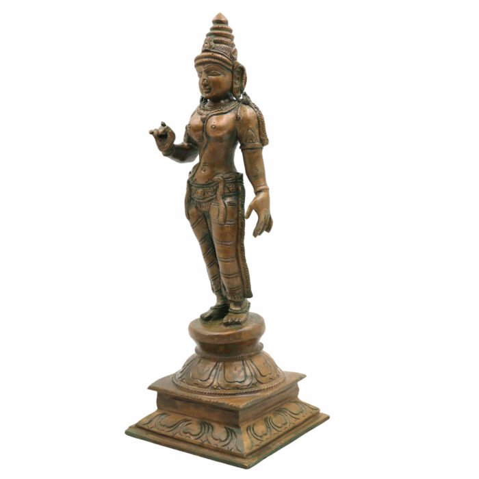 bhunes bronze panchaloha bhoga shakti idol – chola art parvati shivagami murti for temple & home décor,brown, 12 inch, 1 piece