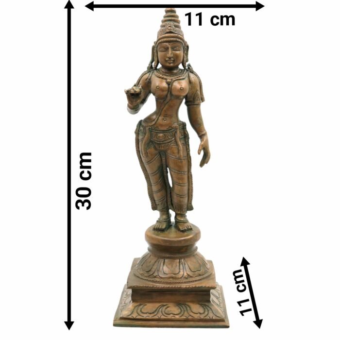 bhunes bronze panchaloha bhoga shakti idol – chola art parvati shivagami murti for temple & home décor,brown, 12 inch, 1 piece