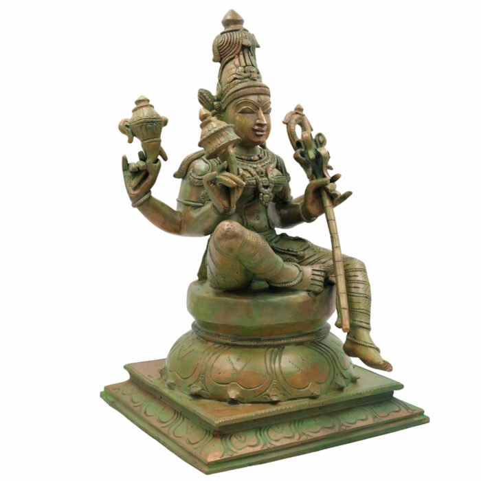 bhunes bronze panchaloha raja rajeshwari idol – handcrafted chola art devi silai for temple & home worship,brown, 13.5 inch, 1 piece