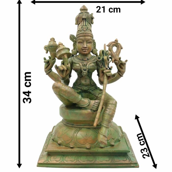 bhunes bronze panchaloha raja rajeshwari idol – handcrafted chola art devi silai for temple & home worship,brown, 13.5 inch, 1 piece