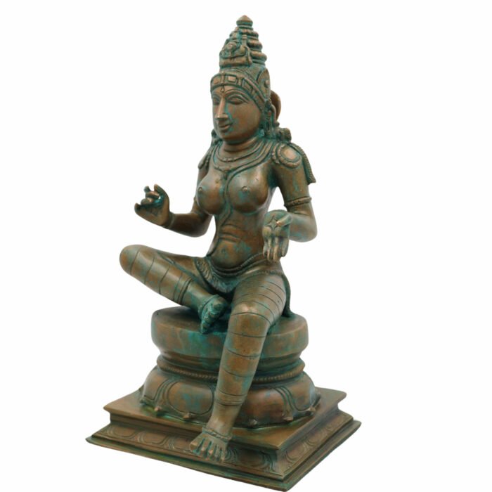 bhunes bronze panchaloha bhoga shakti idol – chola art parvati shivagami murti for temple & home décor,brown, 12 inch, 1 piece