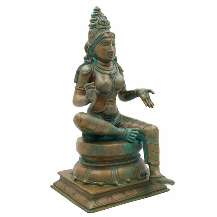 bhunes bronze panchaloha bhoga shakti idol – chola art parvati shivagami murti for temple & home décor,brown, 12 inch, 1 piece