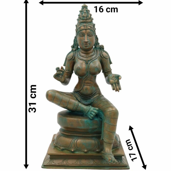 bhunes bronze panchaloha bhoga shakti idol – chola art parvati shivagami murti for temple & home décor,brown, 12 inch, 1 piece