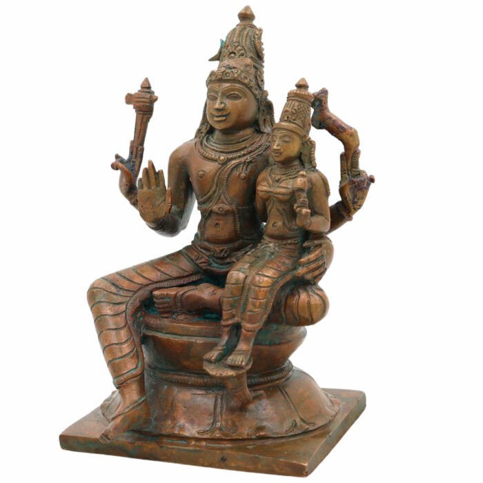 bhunes bronze panchaloha dancing shiva parvathi idol – chola art nataraja uma maheshwara silai for home & temple décor,brown, 6.5 inch, 1 piece