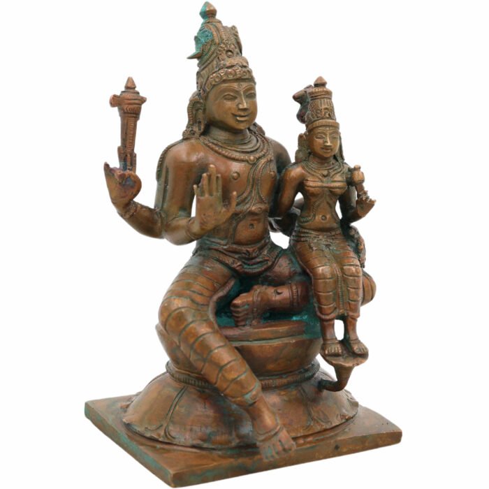 bhunes bronze panchaloha dancing shiva parvathi idol – chola art nataraja uma maheshwara silai for home & temple décor,brown, 6.5 inch, 1 piece