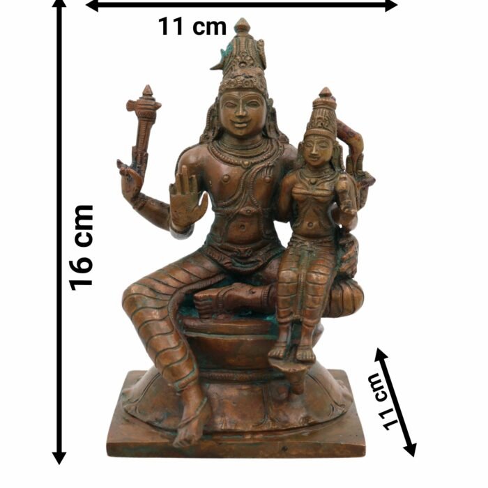 bhunes bronze panchaloha dancing shiva parvathi idol – chola art nataraja uma maheshwara silai for home & temple décor,brown, 6.5 inch, 1 piece