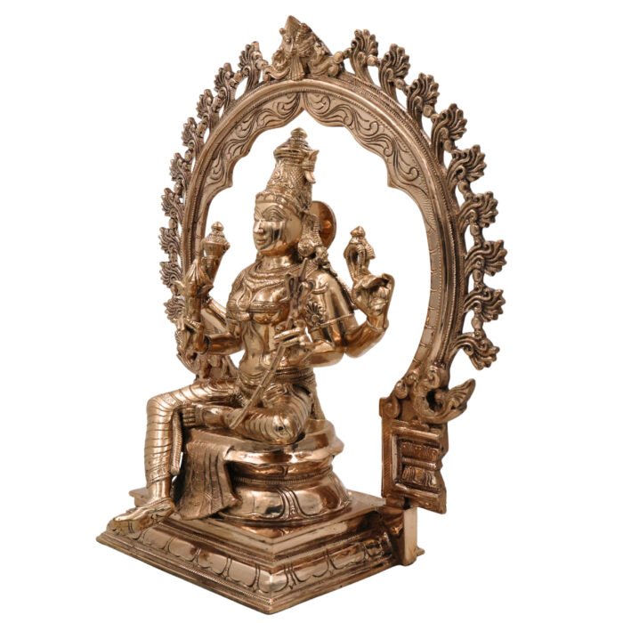 bhunes bronze panchaloha raja rajeshwari idol – handcrafted chola art devi silai for temple & home worship,gold, 15.5 inch, 1 piece