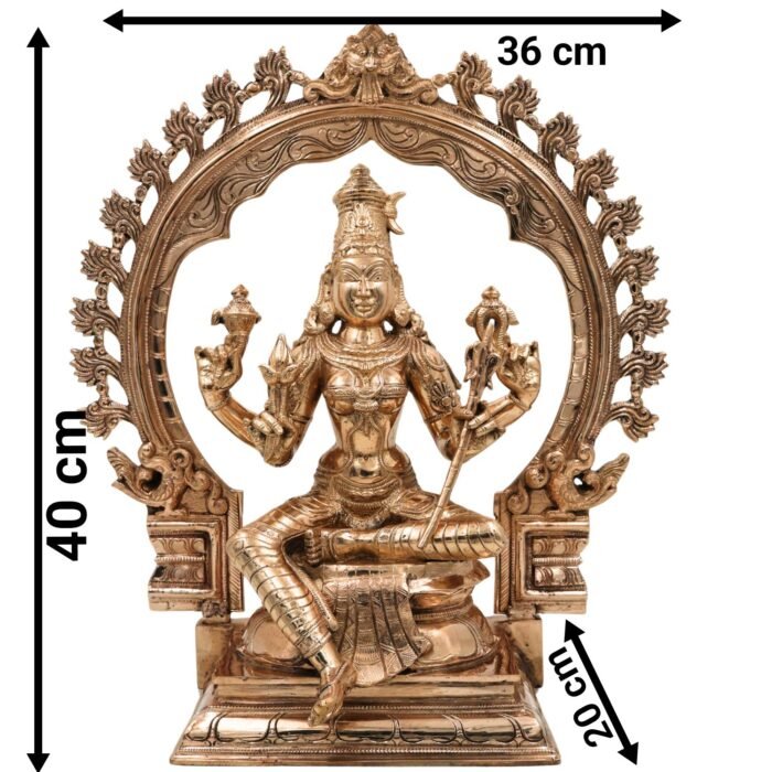 bhunes bronze panchaloha raja rajeshwari idol – handcrafted chola art devi silai for temple & home worship,gold, 15.5 inch, 1 piece