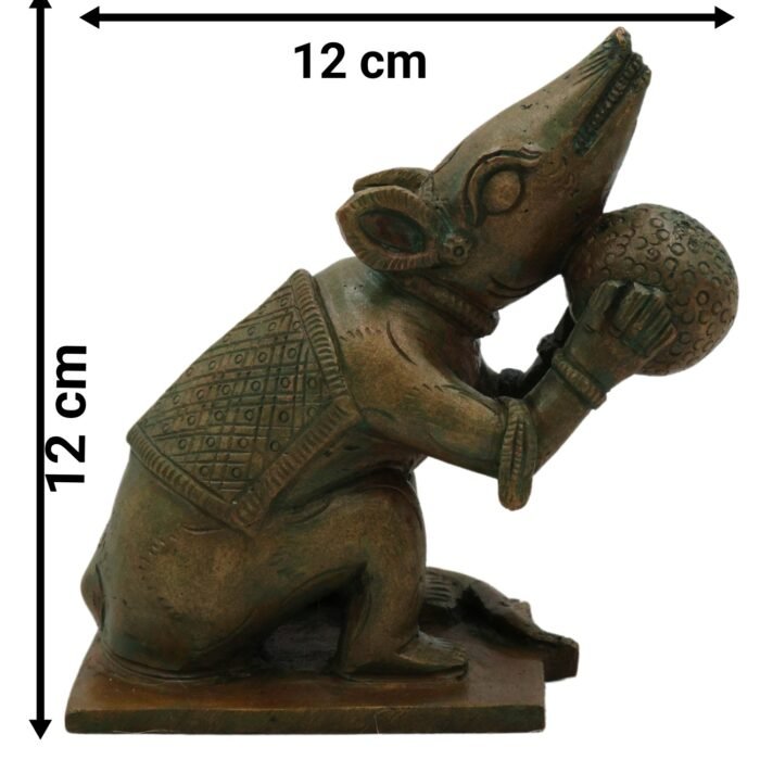 bhunes bronze panchaloha mooshika vahana idol – exquisite chola art rat statue for lord ganesha,gold, 4.5 inch, 1 piece