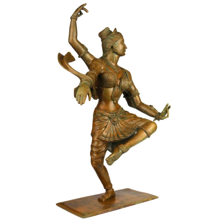 bhunes bronze panchaloha dancing parvati idol – chola art silai | divine shiva consort statue for temple & home décor,brown, 23.5 inch, 1 piece