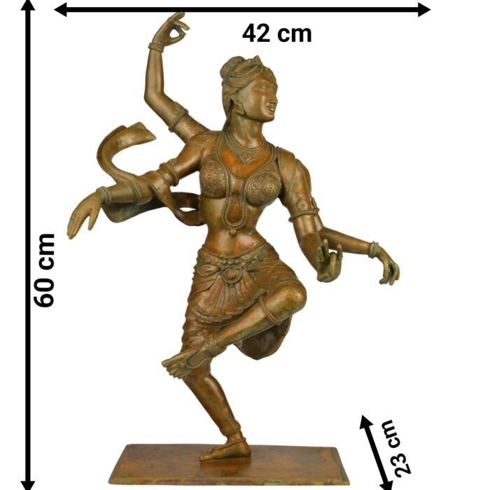 bhunes bronze panchaloha dancing parvati idol – chola art silai | divine shiva consort statue for temple & home décor,brown, 23.5 inch, 1 piece