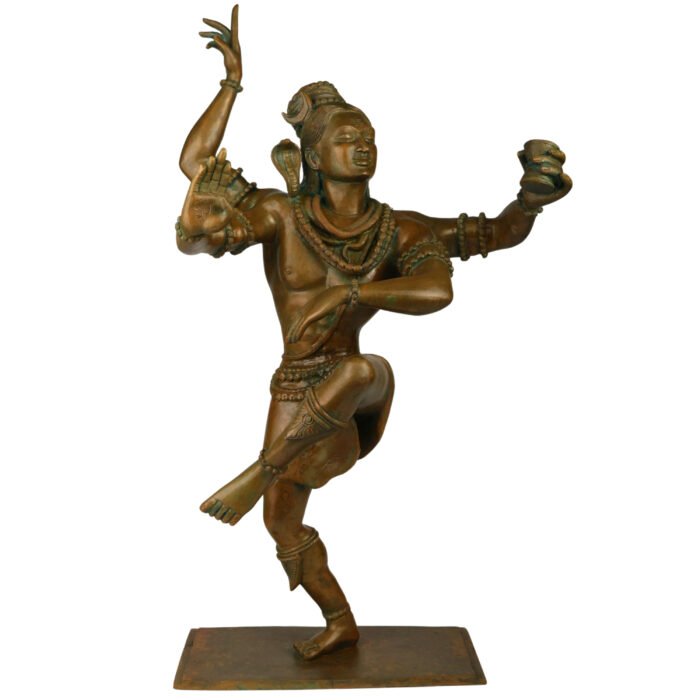 bhunes bronze panchaloha dancing shiva idol – nataraja chola art sculpture | traditional handmade silai for home & temple décor,brown, 26 inch, 1 piece